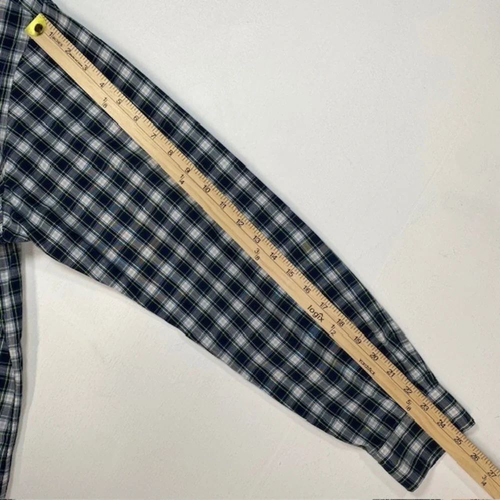 Ralph Lauren Mens Classic Fit Plaid Button Down Shirt Navy Blue Green Large L - Picture 8 of 10